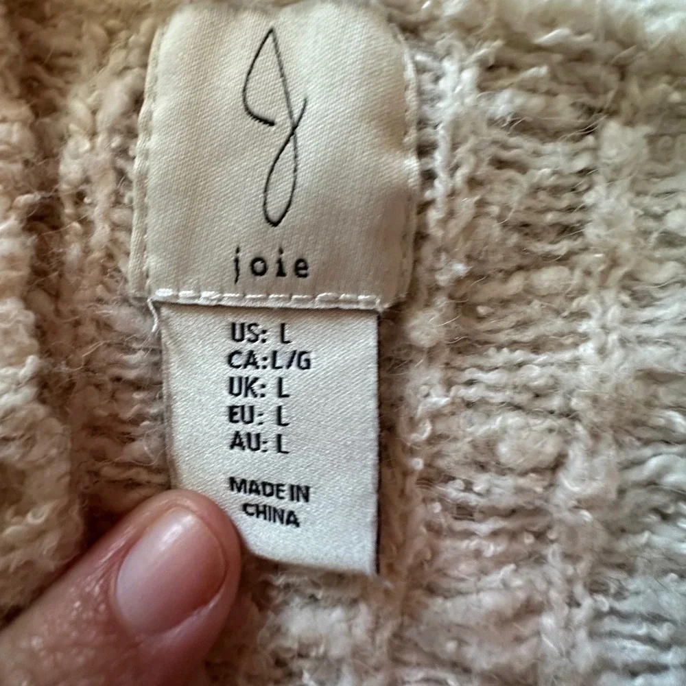 Joie Womens Cream Tan Boucle Knit Open Front Longline Cardigan Sweater Large